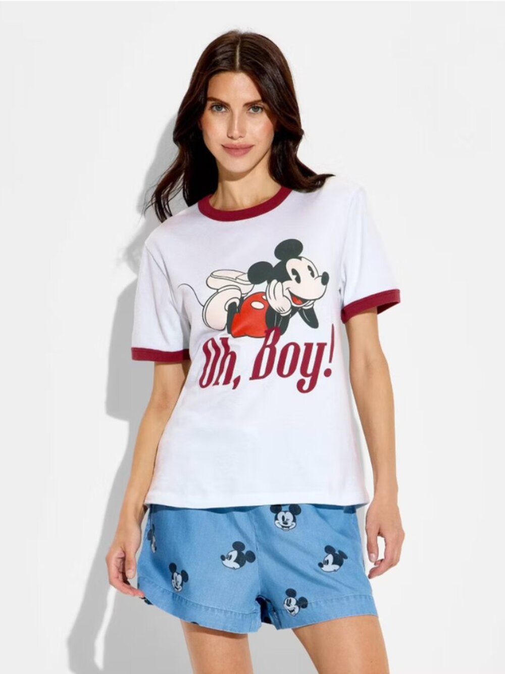 Women's Hot Dog! Mickey Ringer Short Sleeve Graphic T-Shirt - Blue M